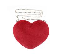 FuninCrea Plüsch Umhängetasche Damen mit 100cm Abnehmbarem Kettenschulterriemen, Crossbody Bag Damen Herzförmig Damen Handtasche Schultertasche Damen mit Reißverschluss für Telefon Geldbörse