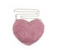 FuninCrea Plüsch Umhängetasche Damen mit 100cm Abnehmbarem Kettenschulterriemen, Crossbody Bag Damen Herzförmig Damen Handtasche Schultertasche Damen mit Reißverschluss für Telefon Geldbörse (Rosa)