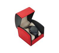 FuninCrea Uhrenkoffer, Einzel PU Leder Uhr Reisekoffer Schmuck Aufbewahrungskoffer Organizer mit abnehmbarem Kissen, tragbare quadratische Uhrenkasten Armband Halter für die meisten Uhren (Rot)