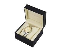 FuninCrea Uhrenkoffer, Einzel PU Leder Uhr Reisekoffer Schmuck Aufbewahrungskoffer Organizer mit abnehmbarem Kissen, tragbare quadratische Uhrenkasten Armband Halter für die meisten Uhren (B-Schwarz)