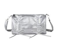 FuninCrea Umhängetasche Damen Trendy Kissenförmig Crossbody Bag mit Reißverschluß, Kunstleder Handtaschen Damen Handtasche mit Schleifenverzierung und Abnehmbarem Schulterriemen (Silber)