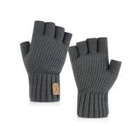 FuninCrea Winter Fingerlose Handschuhe Herren, Strickhandschuhe Touchscreen Winter Handschuhe für Männer und Frauen, Warm Fingerless Gloves für Radfahren Spielen Arbeiten Laufen (B-Grau)