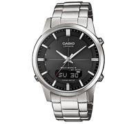 Funkchronograph CASIO FUNK, schwarz (silberfarben, schwarz), Armbanduhren, Herren, Solaruhr, Armbanduhr, Herrenuhr, Funkuhr, Edelstahlarmband, Saphirglas (692908-0) silberfarben, schwarz