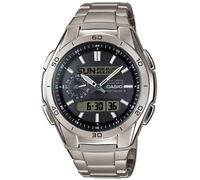 Funkchronograph CASIO FUNK, silber (silberfarben, grau), Armbanduhren, Herren, Funkchronograph, Solaruhr,Armbanduhr,Herren,Digitaluhr,Titanarmband, bis10 bar wasserd. (349784-0)