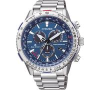 Funkchronograph CITIZEN "Promaster Sky", silber (silberfarben, blau), Armbanduhren, Herren, Armbanduhr, Herrenuhr, Solar, Stoppfunktion, bis 20 bar wasserdicht (50325865-0) silberfarben, blau