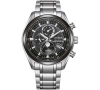 Funkchronograph CITIZEN "Tsuki-yomi", silber (titansilberfarben, schwarz), Armbanduhren, Herren, Armbanduhr, Herrenuhr, Solar, Titan, Stoppfunktion, Mondphase (93592312-0) titansilberfarben, schwarz