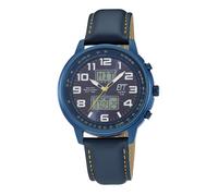 Funkchronograph ETT "Hunter", blau, blau, Armbanduhren, Herren, Armbanduhr, Solar, Herrenuhr, Lederarmband, analog, digital (52679645-0) blau, blau