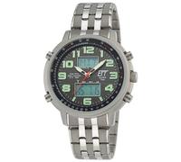 Funkchronograph ETT "Hunter World Timer", grau (silberfarben), Armbanduhren, Herren, Funkchronograph, Armbanduhr, Herrenuhr, Stoppfunktion, Datum, Solar, Edelstahlarmband (582160-0)