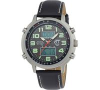 Funkchronograph ETT "Hunter World Timer", schwarz, Armbanduhren, Herren, Funkchronograph, Armbanduhr, Herrenuhr, Datum, Solar, Lederarmband (78305953-0)
