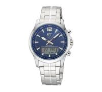 Funkchronograph ETT "Professional World Timer", silberfarben, blau, Armbanduhren, Herren, Armbanduhr, Solar, Herrenuhr, Edelstahlarmband, analog, digital, Tag (36821339-0) silberfarben, blau