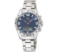 Funkchronograph MASTER TIME "Sporty", silber (silberfarben, blau), Armbanduhren, Herren, Armbanduhr, Quarzuhr, Herrenuhr, automatischer Kalender (91210706-0) silberfarben, blau