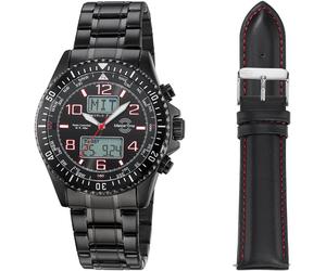 Funkchronograph MASTER TIME "Super Power", schwarz (schwarz, schwarz), Armbanduhren, Herren, Quarzuhr, Armbanduhr, Herrenuhr, ideal auch als Geschenk (94543156-0) schwarz, schwarz
