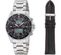 Master Time Funk Quarz Herren Uhr Analog-Digital mit Edelstahl Armband MTGA-10920-22M