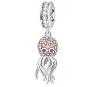 Funkeln Oktopus Charms passen Pandora Ozean Tier Armband, 925 Sterling Silber Schwimmen Tintenfisch Meer Leben Anhänger Perle mit CZ schwarzes Auge, Geschenke für Baby Jungen Mädchen/Sommerferien