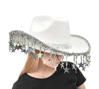 Funkelnde Cowboy-Hüte - Mit Sternschmuck Mädchen Cowgirlhut - Westliche Kopfbedeckungen Mit Sternentasten Sonnenschutz Für Bohmische Hochzeit Musikkonzert Landschaft Veranstaltungen Cosplay Reise