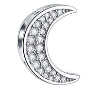 Funkelnde Halbmond Mond Charms, fit Pandora Weihnachten Armband, 925 Sterling Silber Ich liebe dich bis zum Mond und zurück Mondsichel Moon Perlen mit CZ, Geschenke für Tante/Mama/Freund