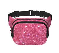 Funkelnde pinke Glitzer-Gürteltasche für Damen, wasserdicht, verstellbar, modisch, lässig, Crossbody-Tasche, Bauchtasche für Laufen, Workout, Wandern, Reisen, Schwarz, Einheitsgröße, Schwarz ,