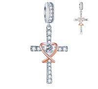 Funkelnde religiöse Kreuz Anhänger Charms passen Pandora Christian Armband, 925 Sterling Silber Ich kann alle Dinge Bibelverse Cross Perlen mit klarer CZ, Geschenk für Weihnachten/Ostertag