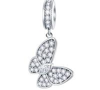 Funkelnde Schmetterling Anhänger Charms passen Pandora Valentinstag Armband, 925 Sterling Silber Pave Reflexionen Butterfly CZ Dangle Mariposa Perlen, Geschenke für Hochzeitstag/Insektenliebhaber