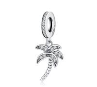 Funkelnder Palmen-Anhänger aus 925er Sterlingsilber, Glücksbringer für Pandora-Armbänder