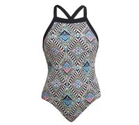 Funkita Sky Hi Weave Please Badeanzug für Damen mittelhohen Rückenausschnitt, chlorbeständig und schnelltrocknend, Größe:42