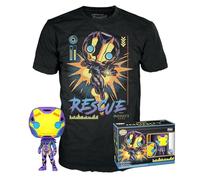 Funko Pop! & Tee: Marvel Blacklight - Rescue L - Large - (L) - T-Shirt - Kleidung mit Vinyl-Sammelfigur - Geschenkidee - Spielzeug und Kurzärmeliges Top Für Erwachsene Männer und Frauen