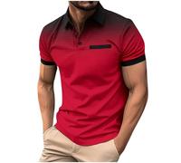 Funktions Poloshirt Herren Casual Kurzarm T-Shirts Leichtes Baumwolle Oberteile Bunte Farbverlauf Golfshirts Schnelltrocknend Atmungsaktiv Sportshirt Tennis Arbeit Polohemd Tops