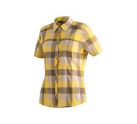 Funktionsbluse MAIER SPORTS "Kendra S/S W", Damen, Gr. 38, gelb (zartgelb), 97% Polyester, 3% Elasthan, Blusen, Damen Bluse, leichte Kurzarmbluse, Blusen-Shirt, Karobluse, Reg Fit (88568261-38) zartge