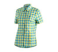 Funktionsbluse MAIER SPORTS "Philina", Damen, Gr. 42, gelb (pastellgelb), 85% Polyester, 15% Viskose, Blusen, Damen Bluse, leichte Kurzarmbluse, Blusen-Shirt, Karobluse, Reg Fit (82095204-42) pastellg