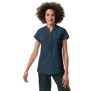 Funktionsbluse VAUDE "WOMEN'S YARAS SL SHIRT II", Damen, Gr. 40, blau (schwarz sea uni), Trikot, Obermaterial: 86% Polyamid, 14% Elasthan, unifarben, loose fit, V-Ausschnitt, Blusen Funktionsbluse, Lo