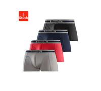 Funktionsboxer BENCH. "Boxershorts für Herren", Herren, Gr. M, 4 Stk., bunt (rot, grau, meliert, navy, schwarz), Microfaser, Obermaterial: 92% Polyamid, 8% Elasthan, unifarben, körpernah, Unterhosen, 