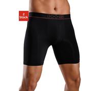 Funktionsboxer H.I.S, Herren, Gr. M, 2 Stk., schwarz, Microfaser, Obermaterial: 92% Polyamid, 8% Elasthan, unifarben, körpernah, Unterhosen, in sportiver Optik mit langem Bein in Microfaser-Qualität, 