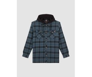 Funktionshemd DICKIES "Dickies Workwear Hemden FLEECE HOODED FLANNEL SHIRT JACK RELAXED", Herren, Gr. L, Normalgrößen, blau, Flanell, Oberstoff: 100% Baumwolle, Hemden (78721044-L) blau