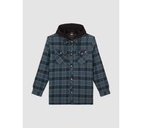 Funktionshemd DICKIES "Dickies Workwear Hemden FLEECE HOODED FLANNEL SHIRT JACK RELAXED", Herren, Gr. XL, Normalgrößen, blau, Flanell, Oberstoff: 100% Baumwolle, Hemden (78721044-XL) blau