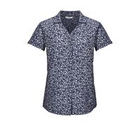 Funktionshemd KILLTEC "KOS 86 WMN WVN SHRT", Damen, Gr. 42, Normalgrößen, nachtblau, Obermaterial: 92% Polyester, 8% Elasthan, Hemden, Schnelltrocknende Damenbluse mit floralem Print und Zierriegeln (