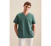 Funktionshemd SEIDENSTICKER, Herren, Gr. S37-38, normale Ärmellängen, grün, 60% Baumwolle, 40% Polyester, unifarben, regular fit, V-Ausschnitt, gerader Abschluss, Hemden, Kasack Uni (69633948-S) grün