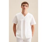 Funktionshemd SEIDENSTICKER, Herren, Gr. S37-38, normale Ärmellängen, weiß, 60% Baumwolle, 40% Polyester, unifarben, regular fit, V-Ausschnitt, gerader Abschluss, Hemden, Kasack Uni (36445431-S) weiß