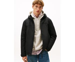 Funktionsjacke TOMMY HILFIGER "TECH HOODED SHORT PADDED JACKET", Herren, Gr. M, schwarz, Web, Obermaterial: 100% Polyester, unifarben, regular fit normal, Rundhals, eingesetzt gerader Abschluss, Jacke