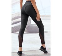 Funktionsleggings, Damen, Gr. M (40/42), N-Gr, schwarz, Obermaterial: 86% Polyester, 14% Elasthan. Einsatz: 90% Polyester, 10% Elasthan, VIVANCE ACTIVE BY LASCANA, Mesh, unifarben, figurbetont lang, H