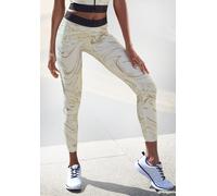 Funktionsleggings LASCANA ACTIVE, Damen, Gr. L (44/46), N-Gr, weiß (weiß, silber), Obermaterial: 85% Polyester, 15% Elasthan, bedruckt, gemustert, glänzend, figurbetont knöchellang, Hosen, Sportleggin