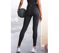 Funktionsleggings LASCANA ACTIVE, Damen, Gr. S (36/38), N-Gr, schwarz, Trikot, Obermaterial: 75% Polyester, 25% Elasthan. Netz: 90% Polyester, 10% Elasthan, Mesh, unifarben, figurbetont lang, Hosen, M
