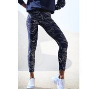Funktionsleggings LASCANA ACTIVE, Damen, Gr. XL (48/50), N-Gr, blau (blau, silber), Obermaterial: 85% Polyester, 15% Elasthan, bedruckt, gemustert, glänzend, figurbetont knöchellang, Hosen, Sportleggi