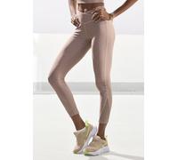 Funktionsleggings LASCANA ACTIVE, Damen, Gr. XL (48/50), N-Gr, grau (taupe), Obermaterial: 85% Polyester, 15% Elasthan, unifarben, figurbetont lang, Hosen, Sportleggings mit V-förmigen Bündchen in Leo