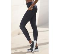 Funktionsleggings LASCANA, Damen, Gr. XL (48/50), N-Gr, schwarz, Obermaterial: 85% Polyester, 15% Elasthan, Hahnentrittmuster, figurbetont lang, Hosen Funktionsleggings, im Allover-Muster (34582964-XL