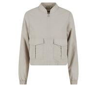 Funktionsmantel URBAN CLASSICS "Urban Classics Ladies Short Crinkle Jacket", Damen, Gr. S, beige (stonegrau), 100% Polyamid, Mäntel (64898011-S) stonegrau