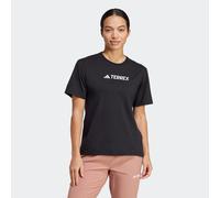 Funktionsshirt ADIDAS TERREX "CLASSIC LOGO", Damen, Gr. L, schwarz, Obermaterial: 100% Baumwolle, normal, Rundhals, Shirts Funktionsshirt, für Sportmode und Outdoormode, mit Kurzarmdesign, ohne Versch