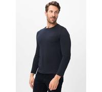 Funktionsshirt BRAX "Style T-ShirtN", Herren, Gr. S (48), schwarz (navy), 60% Baumwolle, 40% Polyester, Rundhals, Shirts Funktionsshirt, Warm Tec: Langarmshirt im Baumwollmix (93679757-S) navy