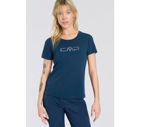 Funktionsshirt CMP "WOMAN CO T-SHIRT", Damen, Gr. 38, blau (blau, grau), Single Jersey, Obermaterial: 100% Polyester, normal, Rundhals, eingesetzt eingefasste Kante, Shirts Funktionsshirt, Schnell tro