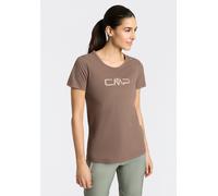 Funktionsshirt CMP "WOMAN CO T-SHIRT", Damen, Gr. 44, braun (toffee), Single Jersey, Obermaterial: 100% Polyester, normal, Rundhals, eingesetzt eingefasste Kante, Shirts Funktionsshirt, Kurzarm, mit R