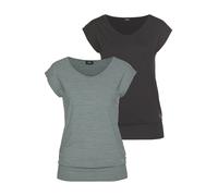 Funktionsshirt H.I.S, Damen, Gr. 36/38, grün (schwarz, petrol, geringelt), Obermaterial: 87% Polyester, 13% Elasthan, figurumspielend hüftlang, Shirts Funktionsshirt, ärmellos, figurfreundlicher Schni